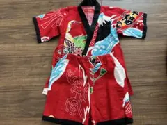 赤い鶴と波の柄 甚平 110 子供服5着まとめ買い1500円！