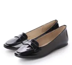 【Fin】黒エナメル　ローファー スリッポン