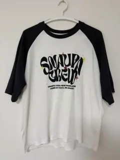ラグランTシャツ ホワイト×ブラック ロゴ刺繍のサムネイル