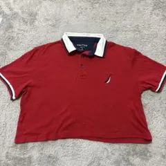 NAUTICA 赤　丈短め　ポロシャツ