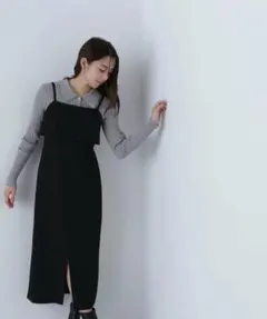 美品　ナチュラルビューティーベーシックツイーディーラメナロージャンスカ