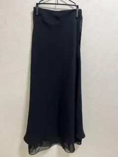 LAULEN黒 フレアスカート ゴムウエスト