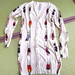 ウサギ柄ニットカーディガン 長袖Msize 試着のみライトベージュ