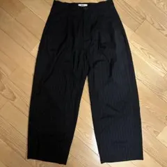黒ストライプ ワイドパンツ スラックス wego