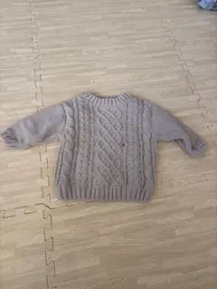 グレー ケーブル編み 長袖セーター 90cm