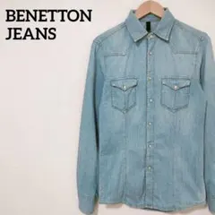 ベネトンジーンズ デニムシャツ ウエスタン 綿100% スナップボタン アメカジ