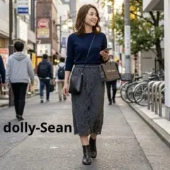 dolly-Sean グレー レース タイトスカート ひざ丈 A1002のサムネイル