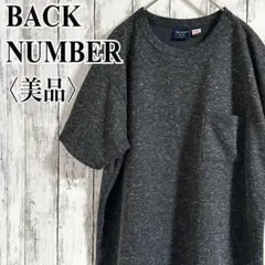 美品【バックナンバー】リネンブレンド　メンズ半袖Tシャツ　ポケット付きグレー×白
