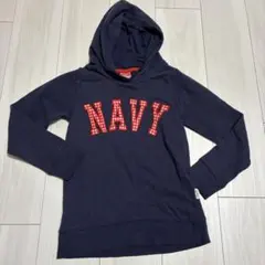 rネイビー フード付きパーカー 130トレーナー