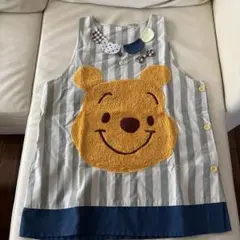 保育士　くまのプーさん ストライプエプロン