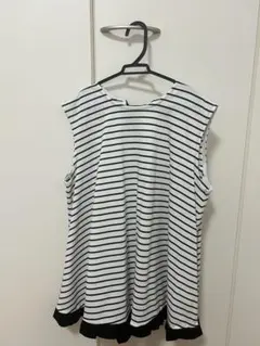 SONO ボーダー ノースリーブ フリルカットソー