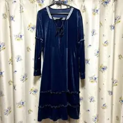 大きいサイズ4L しまむら皆方由衣さんクラシカルフリルベロアロングワンピース新品