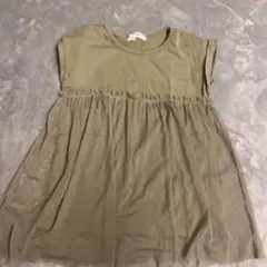 GLOBAL WORK ノースリーブ チュール切替 カーキ XL