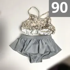 【美品】フラワープリント ベビー水着 90レパレートビキニタイプ