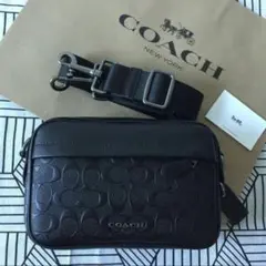 COACH ブラック レザー ショルダーバッグ