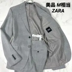【美品】ZARA ザラ セットアップスーツ グレンチェック柄 グレー系 M相当