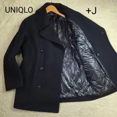 極美品 ユニクロ +J オーバーサイズ Pコート サイズS ダークネイビー