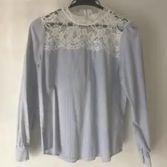 お値下げ中❣️ストライプレースコンビネーションブラウス