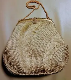 礼装和装パーティーバッグゴールドホワイトベージュ銀河高級着物刺繍クラッチバッグ