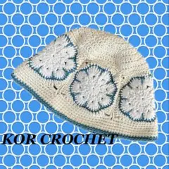 378*グラニースクエア クロシェハット クラッシャーハット バケットハット