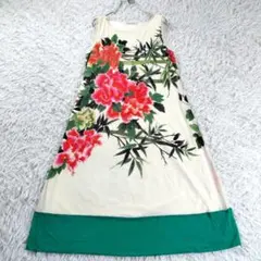 VIVIENNE TAM ヴィヴィアンタム パワーネット 牡丹 山水画 5分袖 VIVIENNE TAM パワーネット総柄 山水画 牡丹 チュニックワンピース