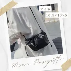 ブラック ミニ ショルダーバッグ バッグ ポシェット 斜め掛け フェイクレザー