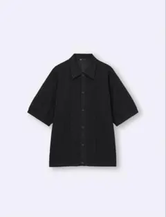 GU ウォッシャブルブークレニットシャツSブラックのサムネイル