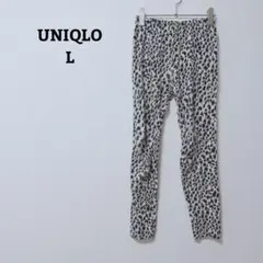 ユニクロ　レギンスパンツ　総柄　アニマル柄　ストレッチ　ウエストゴム　L