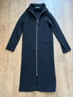 BEAUTY&YOUTH ブラックニットロングワンピース ジップアップ