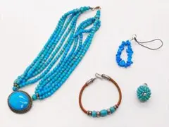 [3087]　良品　ターコイズ　アクセサリー等　4点セット