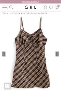 GRL チェック柄リボンキャミミニワンピース[dk1292]