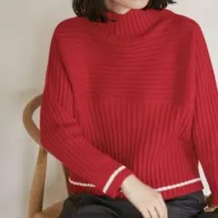 ロペピクニック アソートリブ切り替えニットプルオーバー（レッド系）