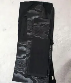 カ*ル様 黒 雲模様 小紋着物