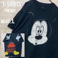 レアデザイン《Disney ディズニー》ミッキーTシャツ/ブラック/メンズL