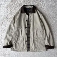 00s LANDS' END ハンティングジャケット 襟コーデュロイ ベージュ