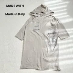 メイドウィズ　フード付ロングTシャツビッグシルエット ジップポケット　イタリア製