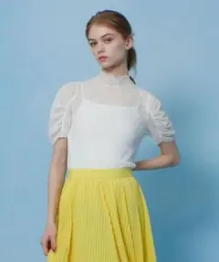 ルルウィルビー ペプラム ニット シースルー アルアバイル 白 トップス
