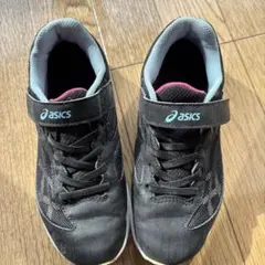 asics スニーカー ブラック/ピンク ベルクロ