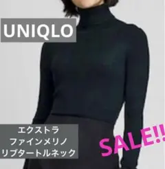 SALE❤️ユニクロ　メリノリブタートルネックセーター　グリーン　人気完売品