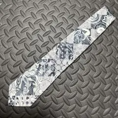 新品級✨現行エトロ ペイズリー総柄 ネクタイ 白黒モノトーン 大剣8cm 