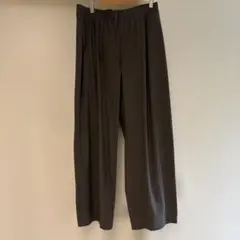 ダークグレー ワイドパンツ ゴムウエスト