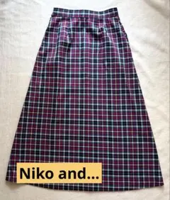 美品 niko and… チェックスカート L相当 春夏 赤紫 青緑