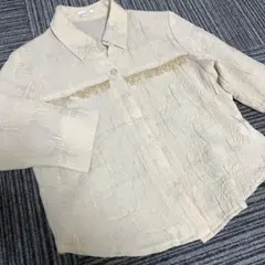 アイボリー ジャケット風長袖シャツ Mサイズレディース
