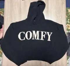COMFY ロゴ ニットパーカー ブラックのサムネイル