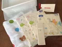 新品・BOX入り★ミキハウス★ふわはだ　バスタオル・フェイスタオル2枚セット緑① 新品・BOX入り☆ミキハウス☆ふわはだ バスタオル・フェイスタオル2枚