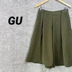 3326 GU ガウチョパンツ　ボトムス　クロップド丈　カーキ　XL 大きめ　緑