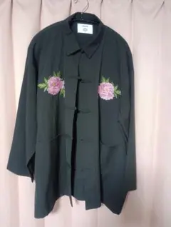 ジュエティ　チャイナフラワーシャツ　カンフーシャツ　トレンド　刺繍　花