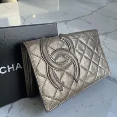 希少カラー✨CHANELカンボンラインマトラッセ長財布ブロンズシャネルラムスキン