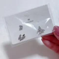 シルバー 蝶々ピアス 3点セット 新品未使用　バタフライ