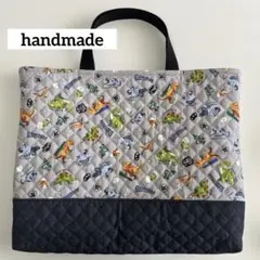 【レッスンバッグ】グレー／恐竜／ハンドメイド